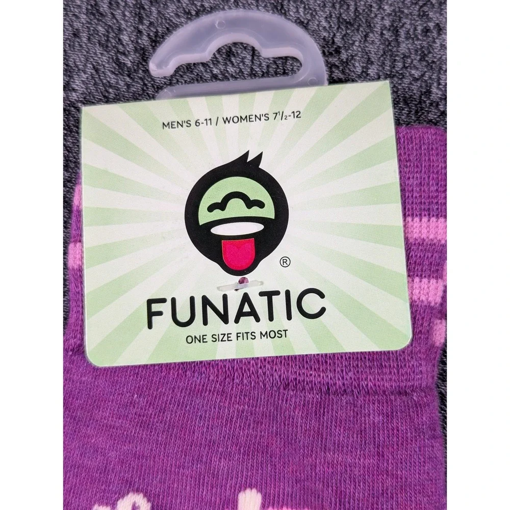Funatic Let That Shit Go Crew Socks Purple Striped Mens 6-11 Womens 7.5-12